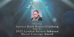 2022 Moral Courage Award Title Image featuring Ruth Bader Ginsburg