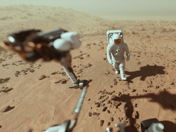 Mars Walk with rover and astronaut 3D animation