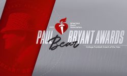 2023 American Heart Association Paul "Bear" Bryant Awards College Football Coach of the Year theme graphic